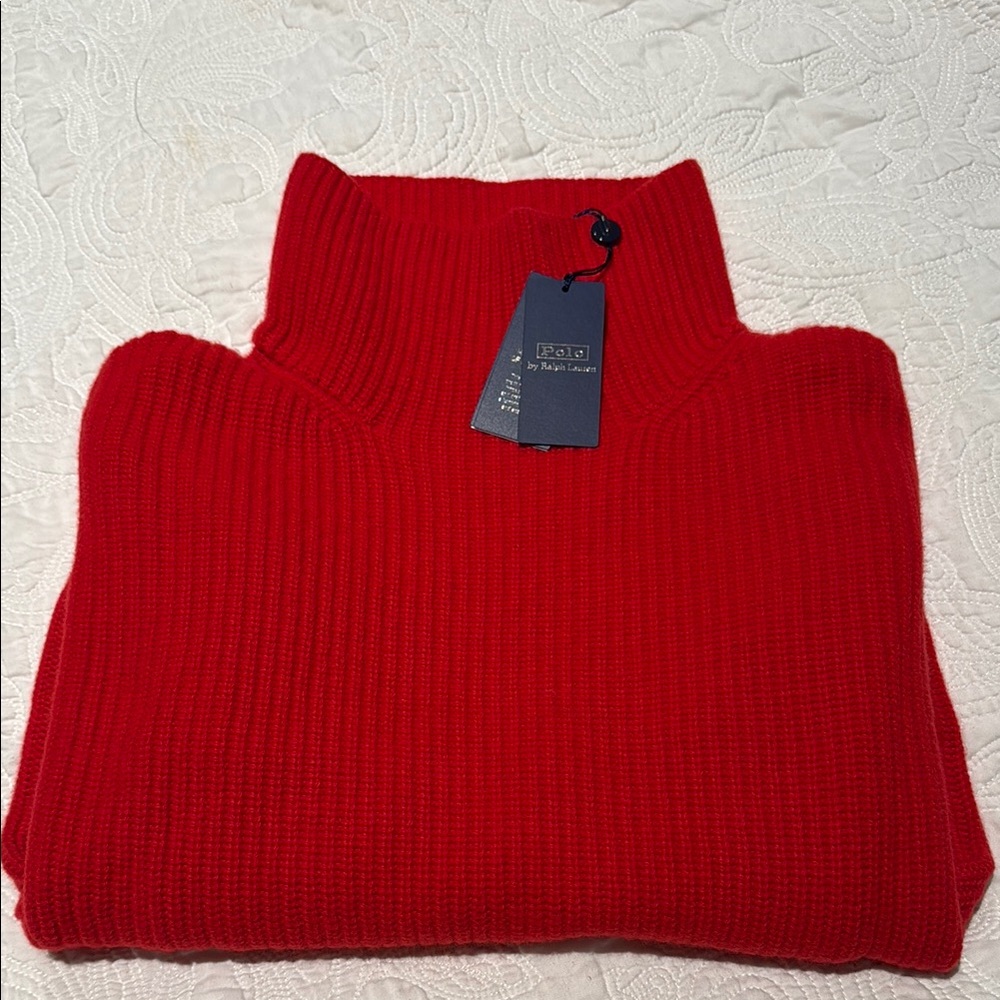 Polo by Ralph Lauren Red Ribbed Turtleneck Sweater - tags NOT included